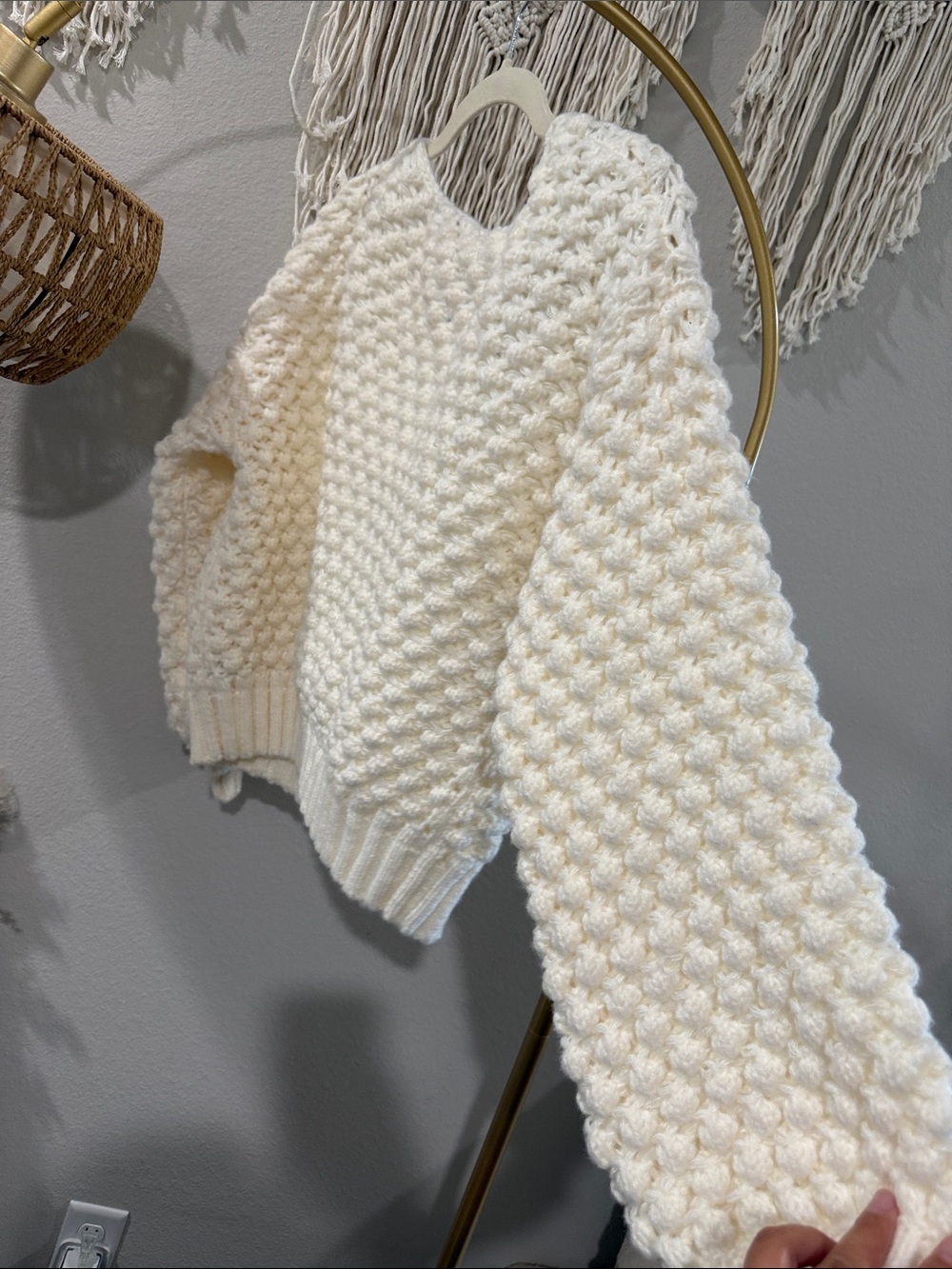 Blue B. Cream Chunky Bobble Tie-Front Cardigan - Picture 5 of 5